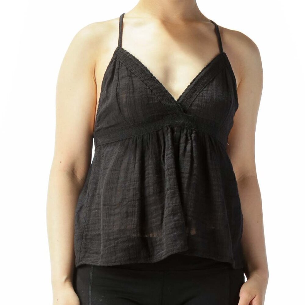 Melrose and Market Black V-Neck Tank Top